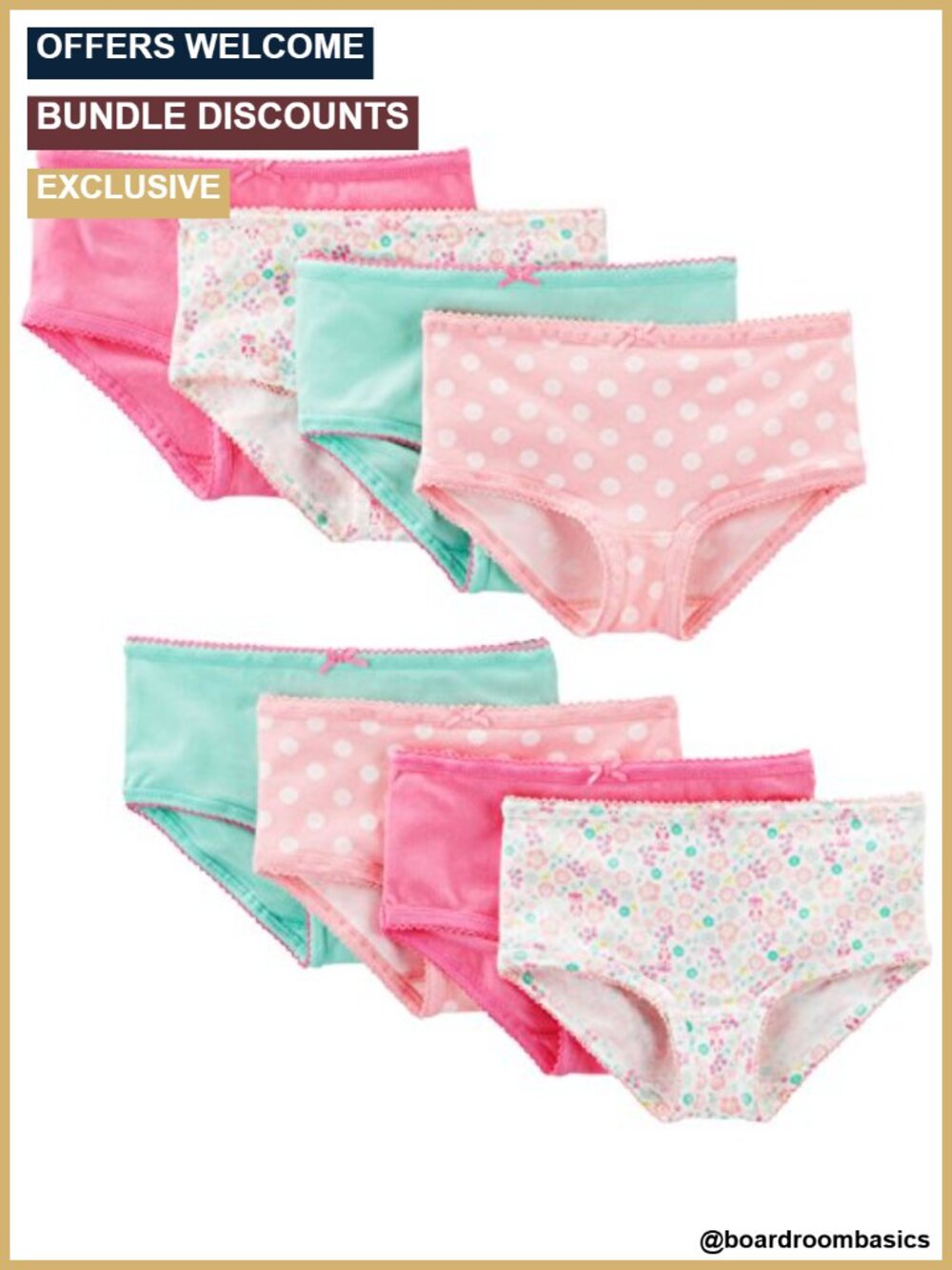 Girls 8 Pack Underwear Soft Stretchy Tagless Everyday Panties